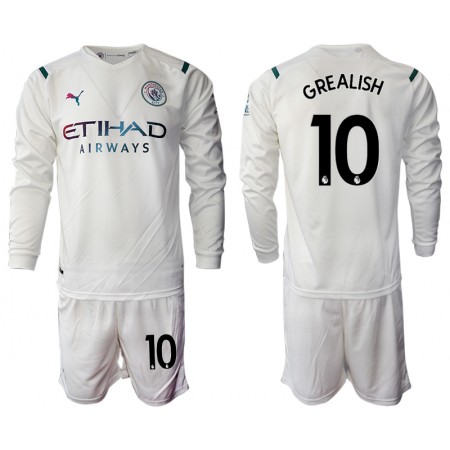 Billiga Fotbollströjor Manchester City Jack Grealish 10 Barn Borta tröja 2021/22 Långärmad